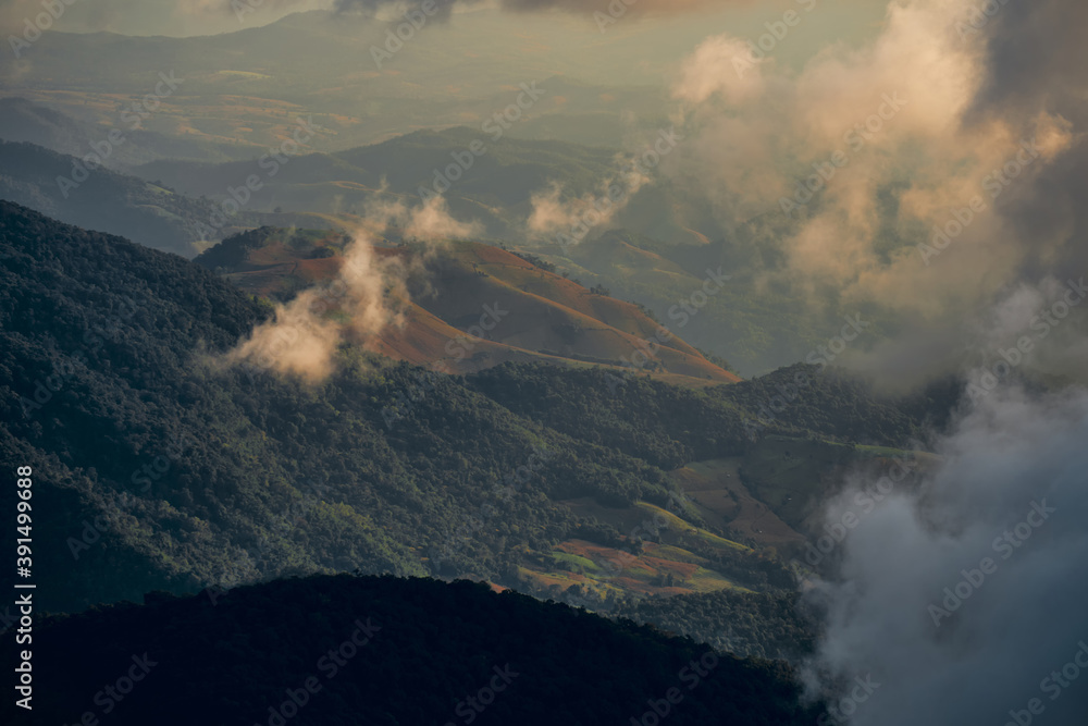clouds over the Doi Inthanon mountain, Chiang Mai Thailand. The highest peak of Thailand