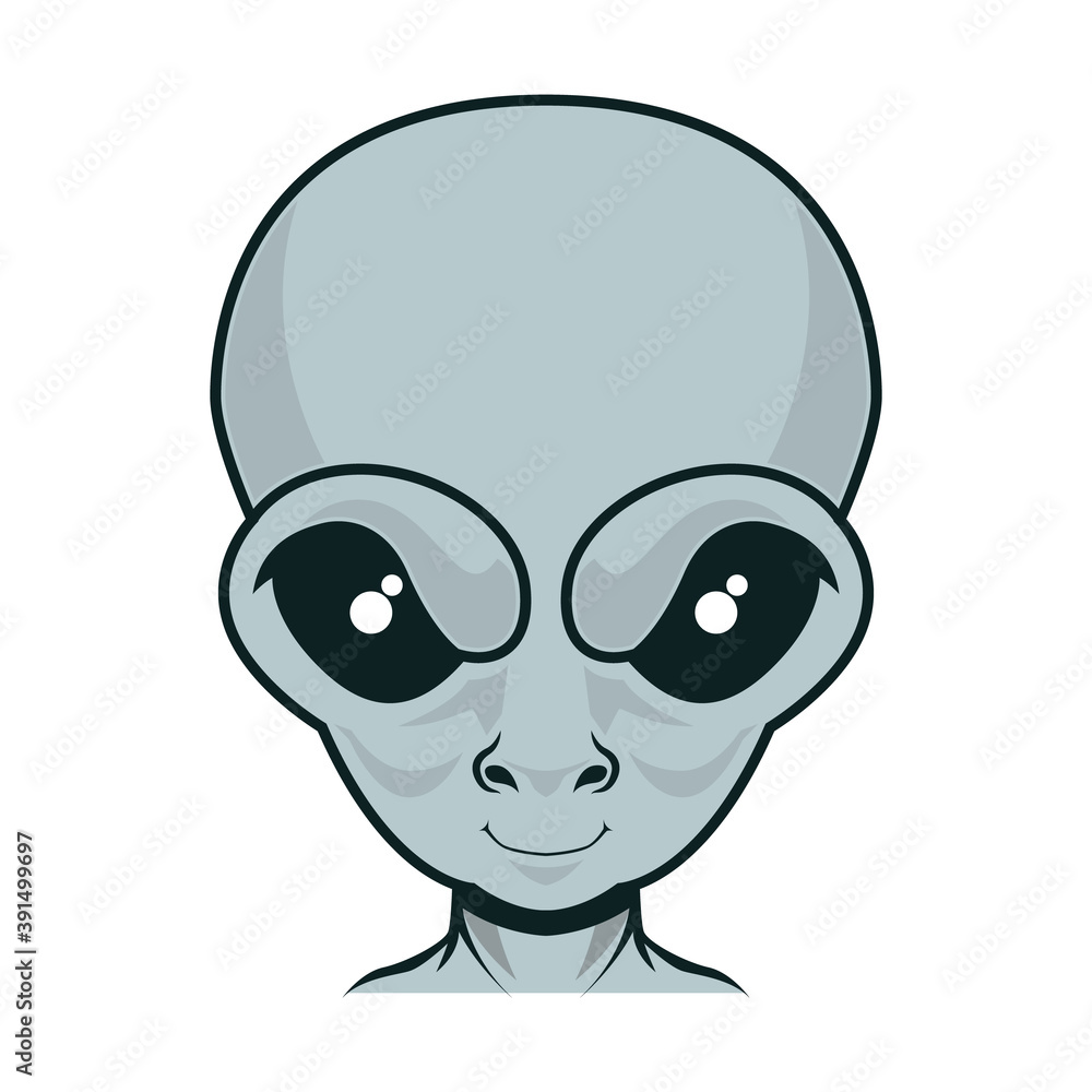 Illustration of alien. Design element for poster, card, banner, emblem, sign. Vector illustration. Vector illustration