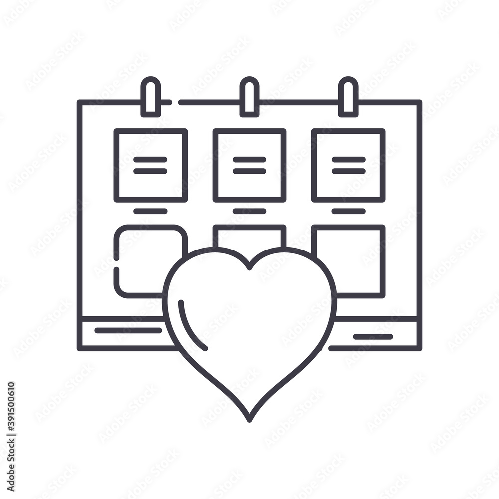 Anniversary icon, linear isolated illustration, thin line vector, web design sign, outline concept symbol with editable stroke on white background. Anniversary icon, linear isolated illustration, thin line vector, web design sign, outline concept symbol with editable stroke on white background.