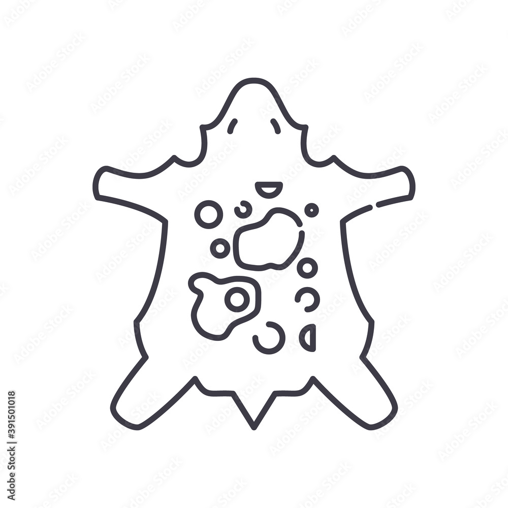 Animal skins icon, linear isolated illustration, thin line vector, web design sign, outline concept symbol with editable stroke on white background. Animal skins icon, linear isolated illustration, thin line vector, web design sign, outline concept symbol with editable stroke on white background.
