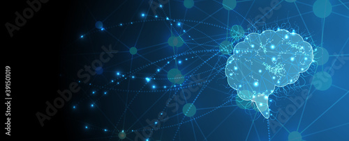 Abstract Artificial intelligence. Cloud computing. Machine learning. Technology web background. Virtual concept