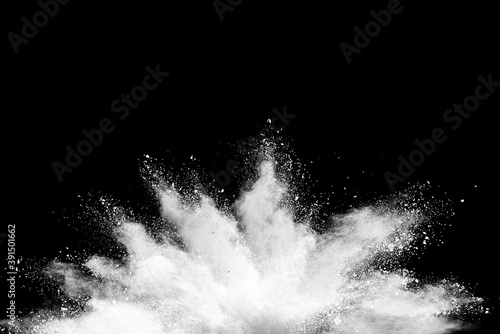 Fototapeta Naklejka Na Ścianę i Meble -  White powder explosion isolated on black background.
