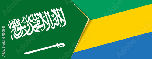 Saudi Arabia and Gabon flags, two vector flags.