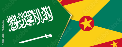 Saudi Arabia and Grenada flags, two vector flags.