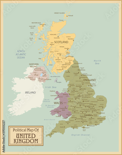 United Kingdom -highly detailed map.All elements are separated in editable layers clearly labeled. Vector