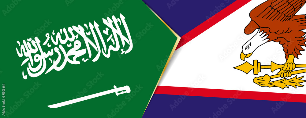 Saudi Arabia and American Samoa flags, two vector flags. Saudi Arabia and American Samoa flags, two vector flags.