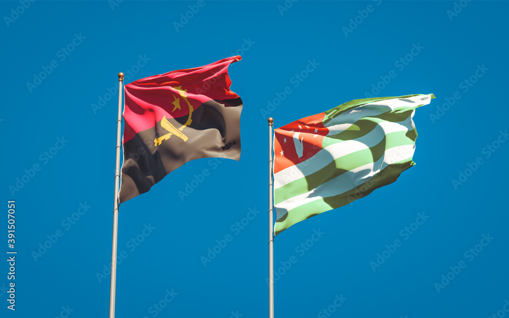 Beautiful national state flags of Abkhazia and Angola. Beautiful national state flags of Abkhazia and Angola.