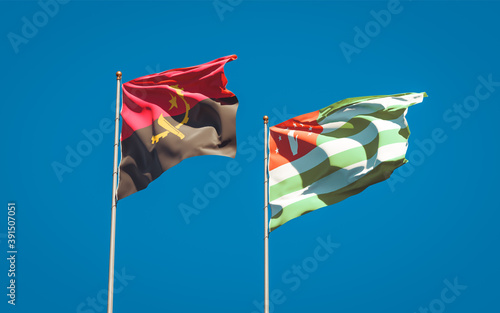 Beautiful national state flags of Abkhazia and Angola.