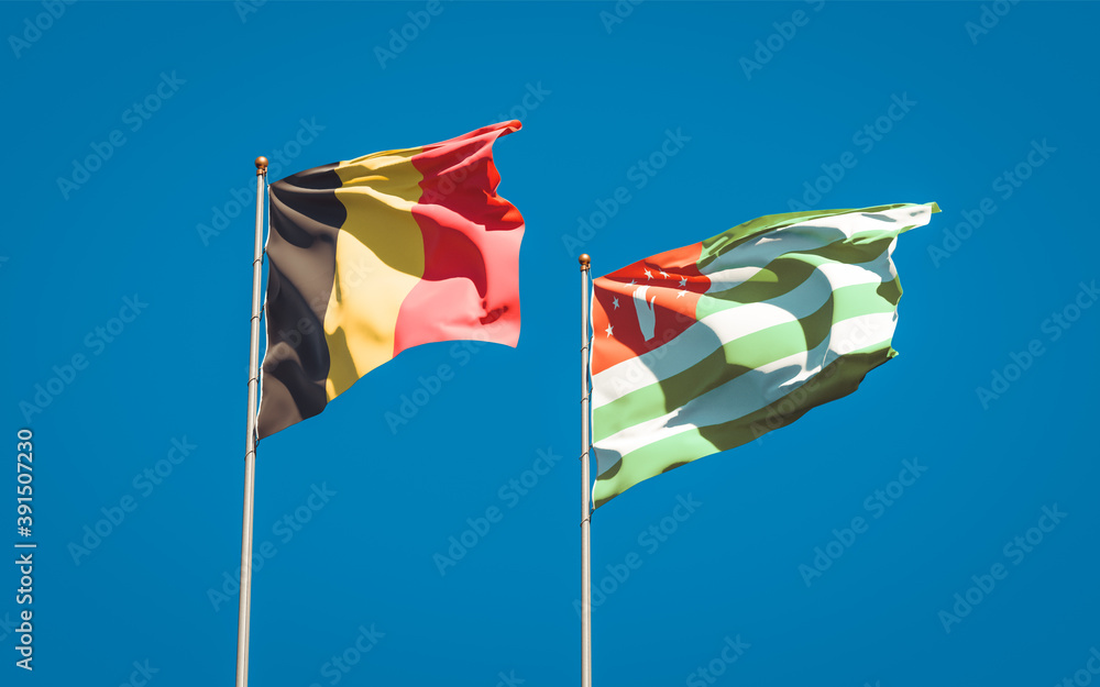 Beautiful national state flags of Abkhazia and Belgium.