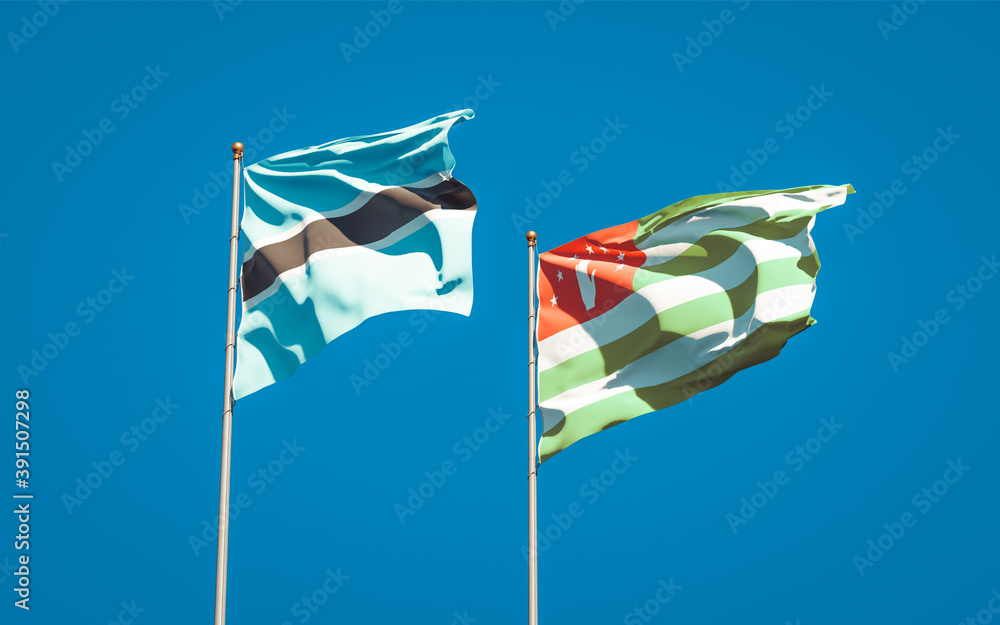 Beautiful national state flags of Abkhazia and Botswana. Beautiful national state flags of Abkhazia and Botswana.