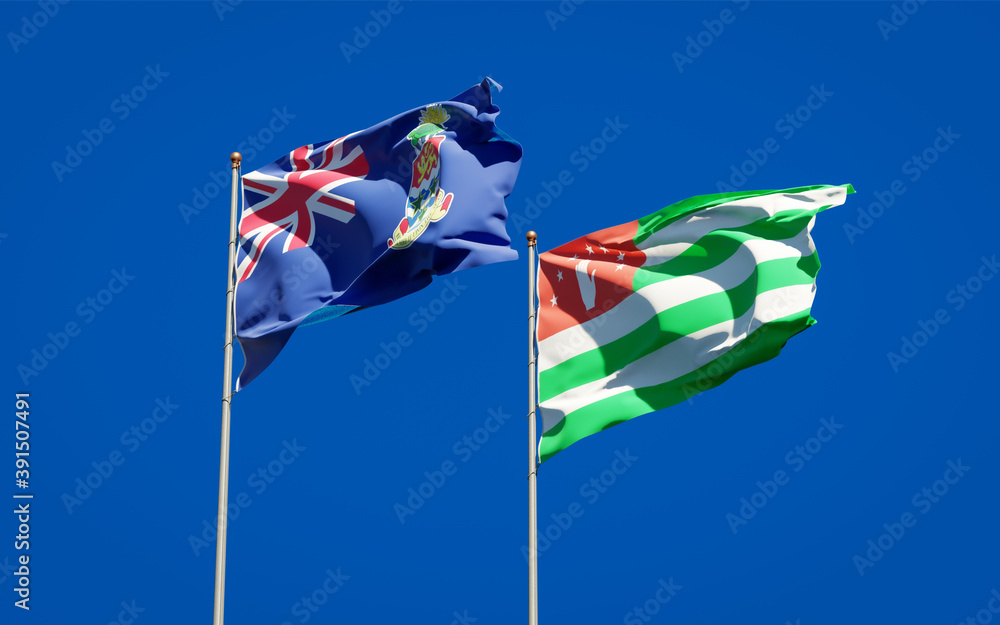 Beautiful national state flags of Abkhazia and Cayman Islands. Beautiful national state flags of Abkhazia and Cayman Islands.