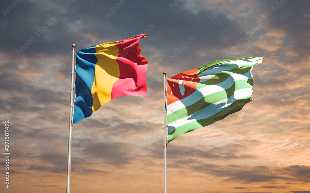 Beautiful national state flags of Abkhazia and Chad. Beautiful national state flags of Abkhazia and Chad.