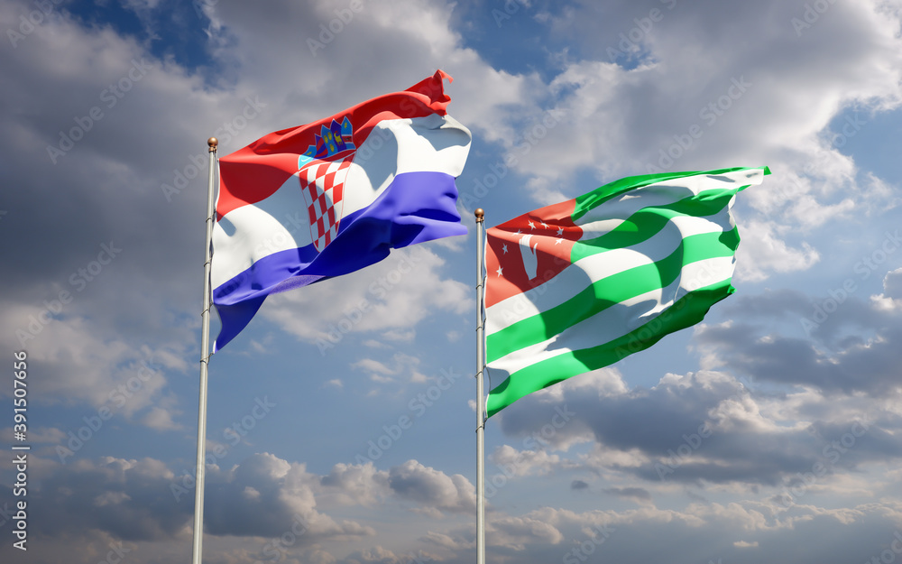 Beautiful national state flags of Abkhazia and Croatia. Beautiful national state flags of Abkhazia and Croatia.