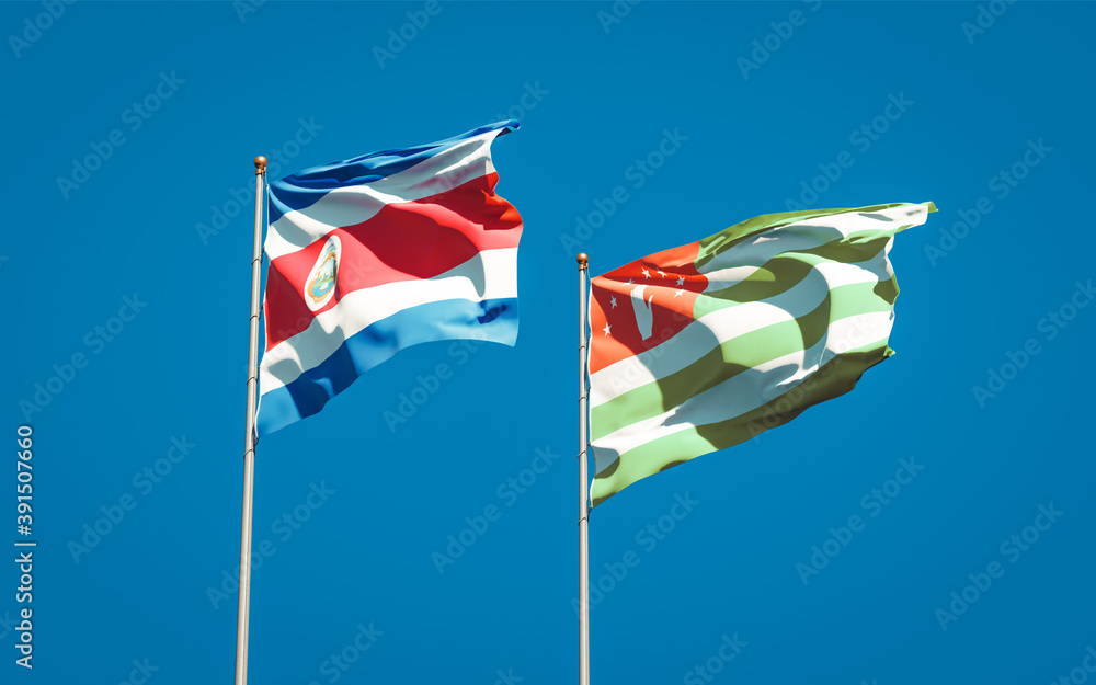 Beautiful national state flags of Abkhazia and Costa Rica.