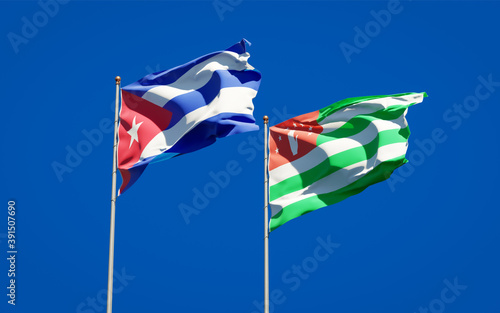 Beautiful national state flags of Abkhazia and Cuba.