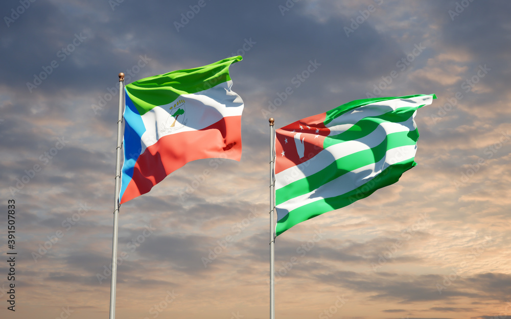 Beautiful national state flags of Abkhazia and Equatorial Guinea. Beautiful national state flags of Abkhazia and Equatorial Guinea.