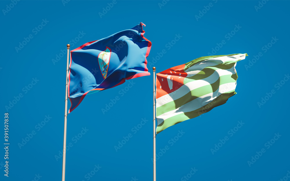 Beautiful national state flags of Abkhazia and Guam. Beautiful national state flags of Abkhazia and Guam.