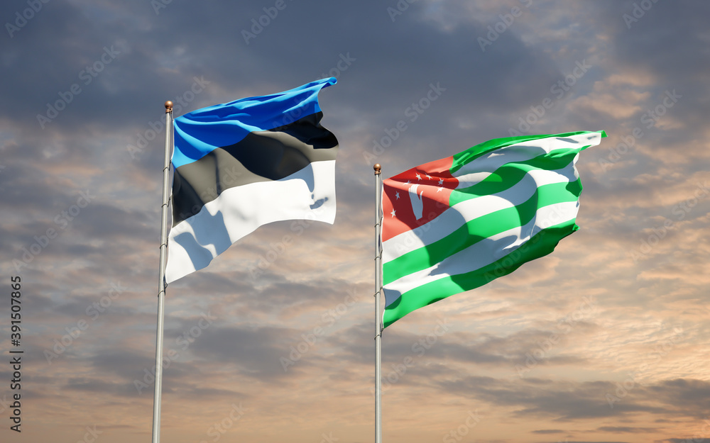 Beautiful national state flags of Abkhazia and Estonia. Beautiful national state flags of Abkhazia and Estonia.