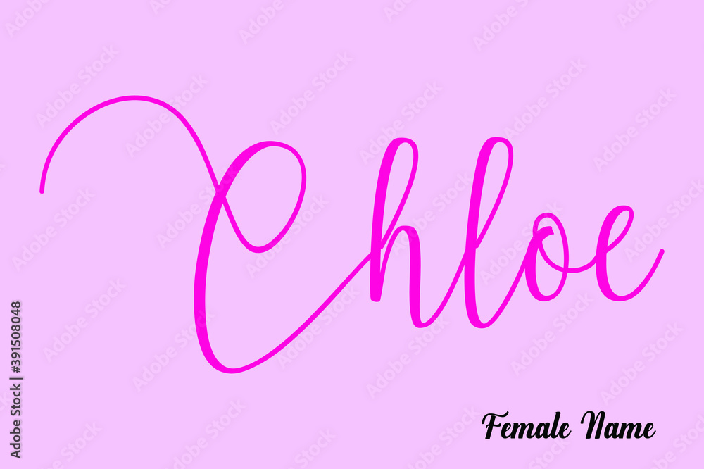 Chloe-Female Name Brush Calligraphy Dork Pink Color Text On Light Pink Background