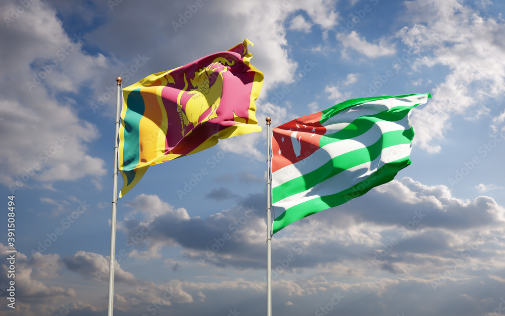 Beautiful national state flags of Sri Lanka and Abkhazia. Beautiful national state flags of Sri Lanka and Abkhazia.