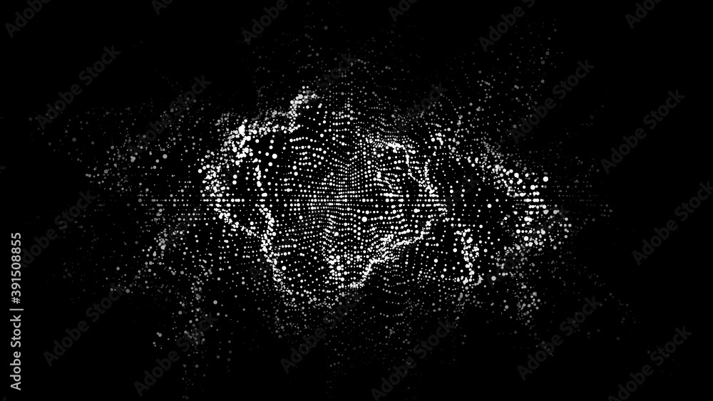 Obraz premium White sphere of particles and with explosion effect. Modern sci-fi elements consisting of points. Big data visualization. Technology vector wave.