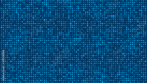 Futuristic blue dots background. Cyber background with particles different size. Technology particles illustration.