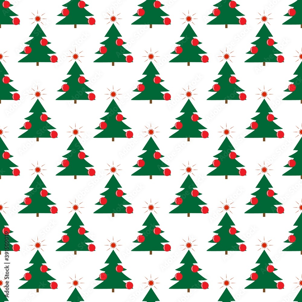 Obraz premium Christmas tree, ball seamless pattern for holiday