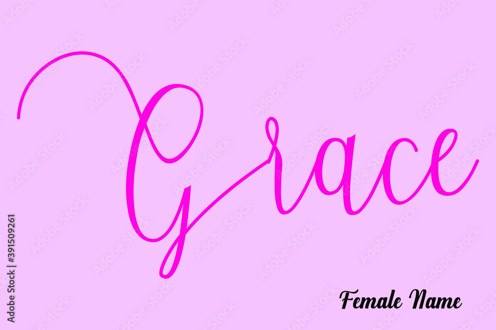 Grace-Female Name Brush Calligraphy Dork Pink Color Text on Pink Background