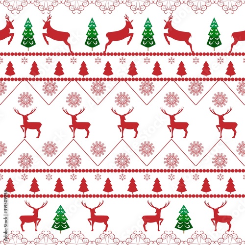 Deer and tree pattern for wallpaper, textiles.