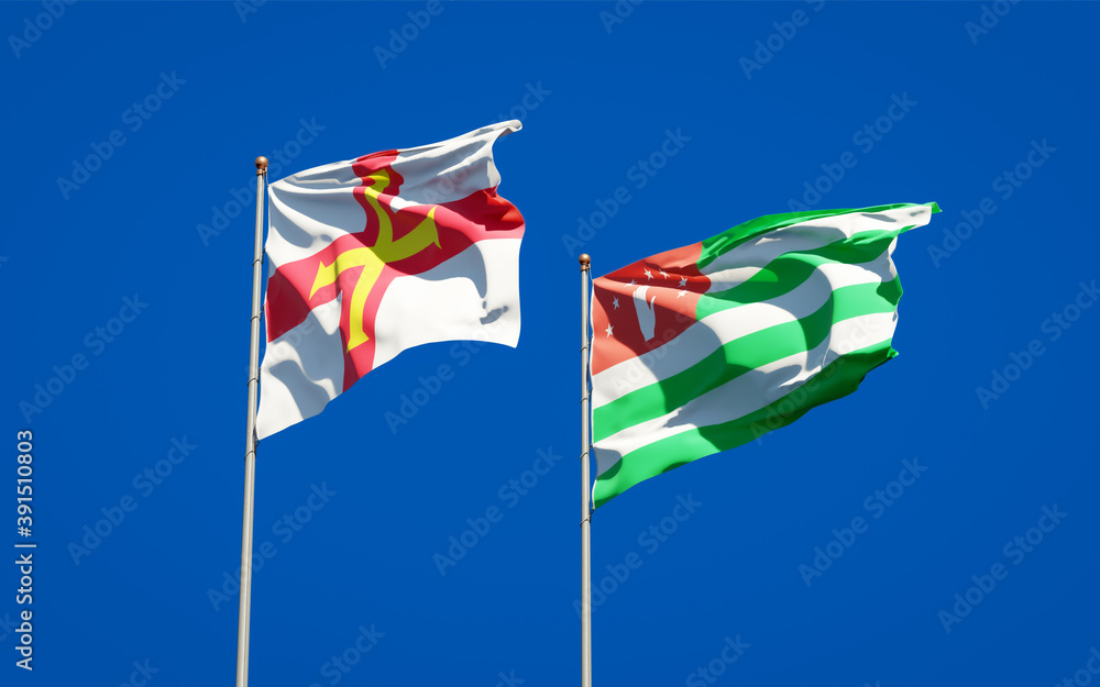Beautiful national state flags of Guernsey and Abkhazia. Beautiful national state flags of Guernsey and Abkhazia.