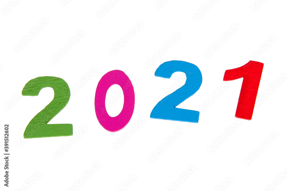 New 2021 year numbers multicolor isolated on the white New 2021 year numbers multicolor isolated on the white