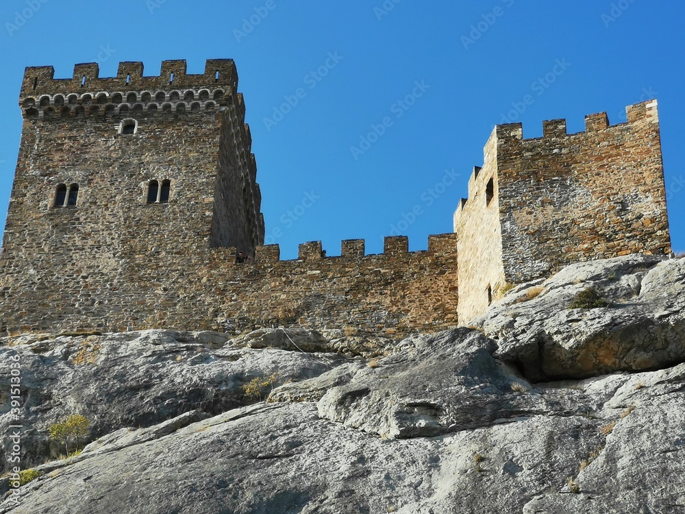 Genoese fortress on the rock Sudak Crimea