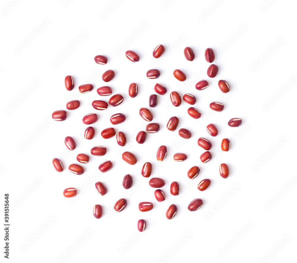 Azuki Bean or Red Bean Seeds on white background