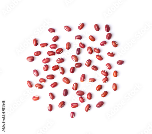 Azuki Bean or Red Bean Seeds on white background