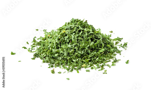 Dried parsley on a white background