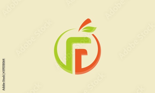 Abstract Rounded Shaped Letter F Fruit Logo Identity