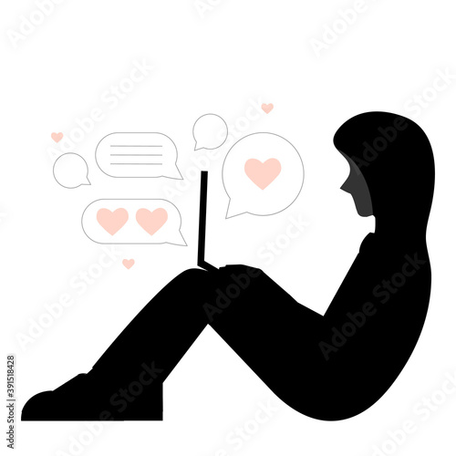 Scammer on dating site cheating with someone vector illustration cartoon flat design modern style
