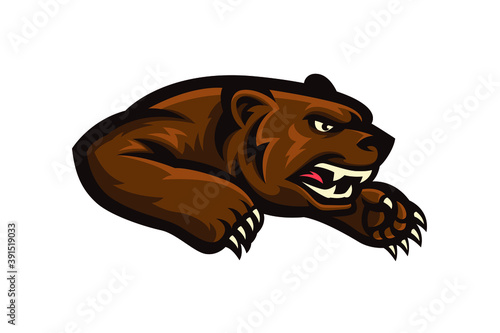 Angry bear illustration. Modern vector sports logo mascot