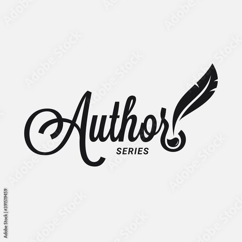 Author logo with feather and ink on white
