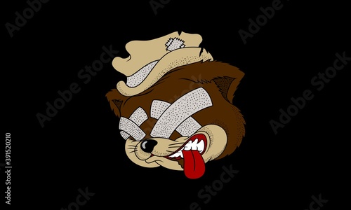 Cartoon Dead Bandit Cat Illustration