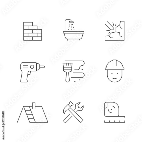 Set line icons of house repair