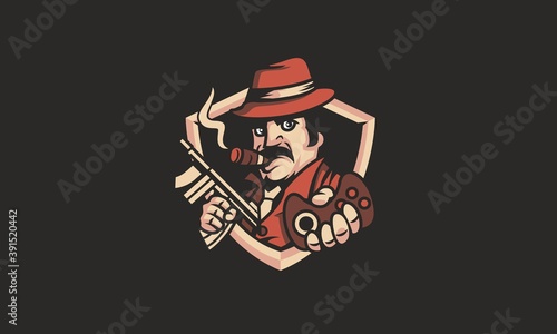 Cartoon E-Sport Gaming Mafia Mascot
