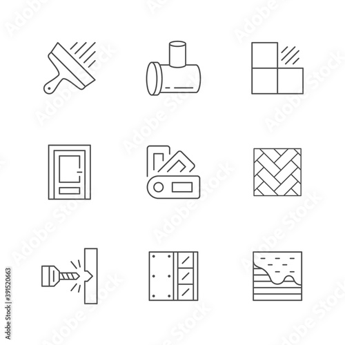 Set line icons of house repair