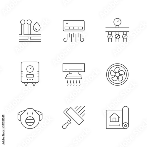 Set line icons of house repair