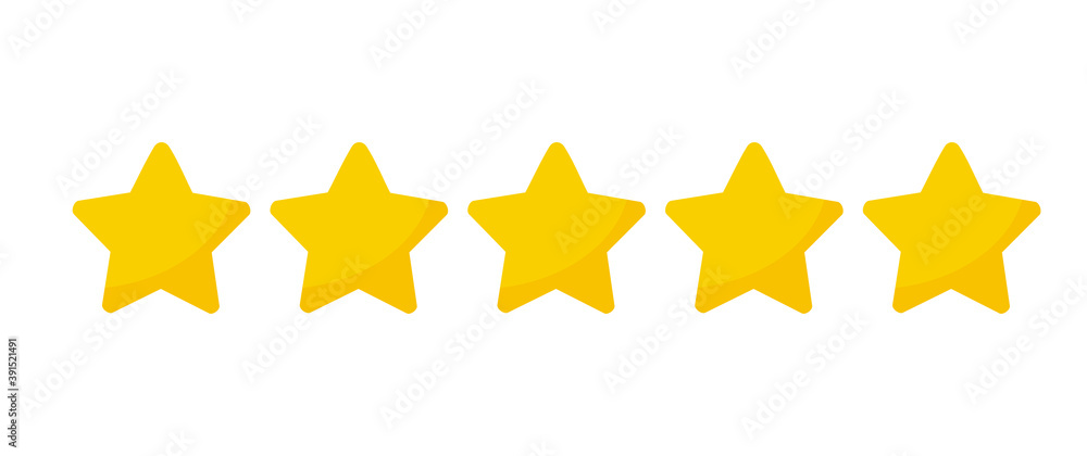 Yellow five stars quality rating icons. - obrazy, fototapety, plakaty 