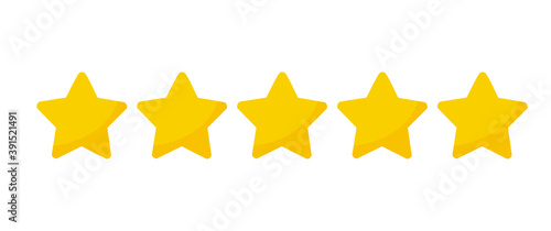 Yellow five stars quality rating icons. photo