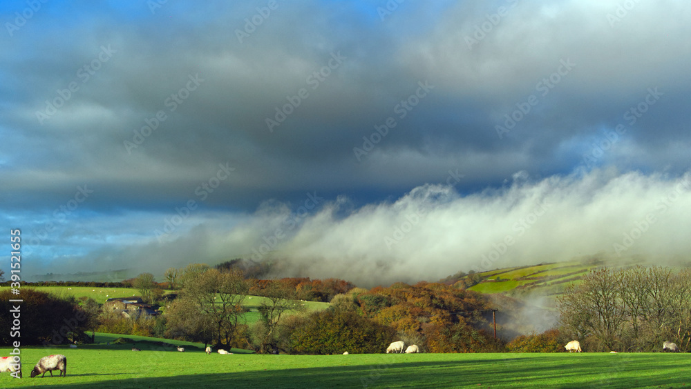 Autumn morning on the moors, with clouds, mist & sunshine. Autumn morning on the moors, with clouds, mist & sunshine.