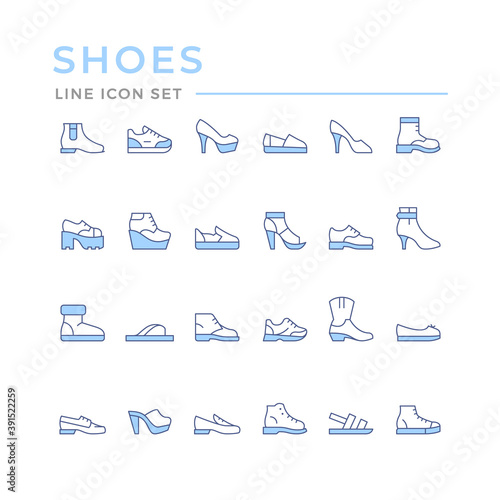 Set color line icons of shoes