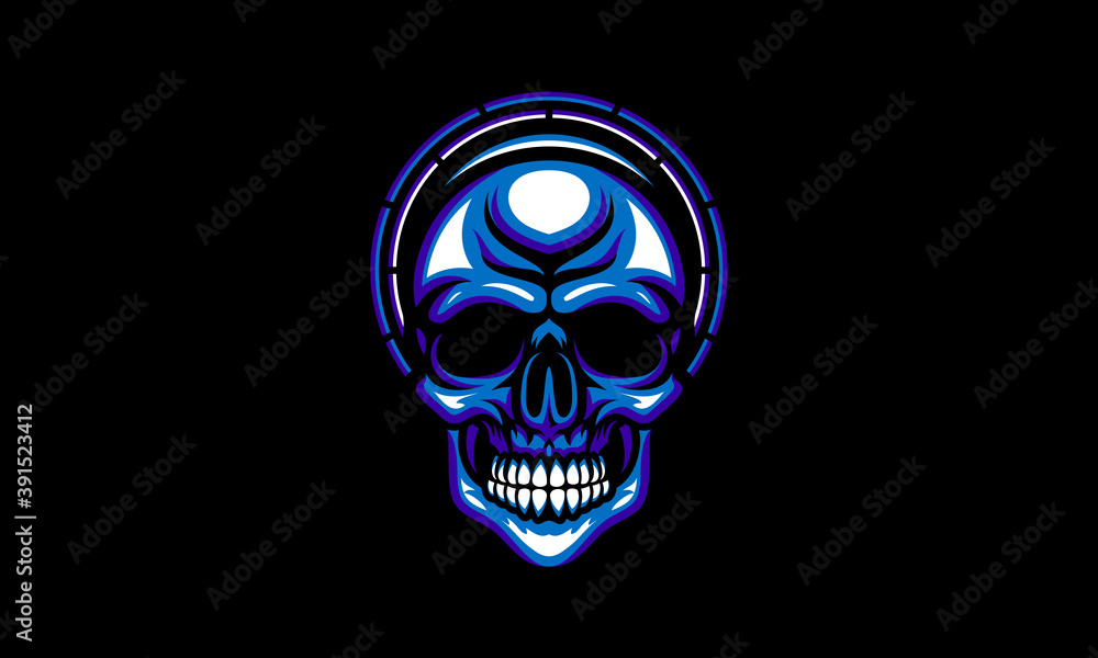 Futuristic Blue Neon Skull Logo Futuristic Blue Neon Skull Logo