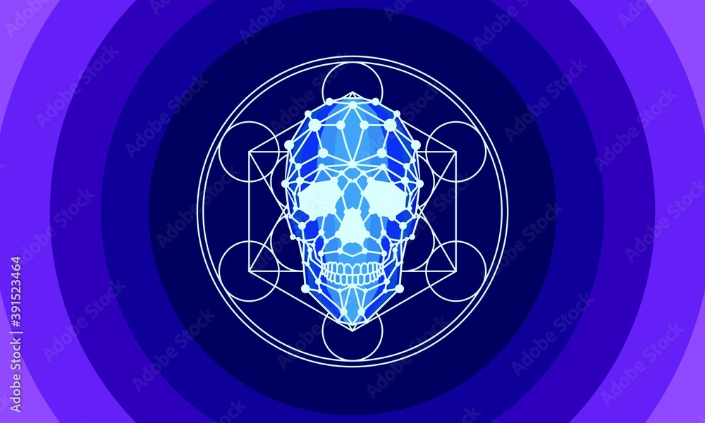 Naklejka premium Esoteric 3D Skull Symbol Vector Illustration